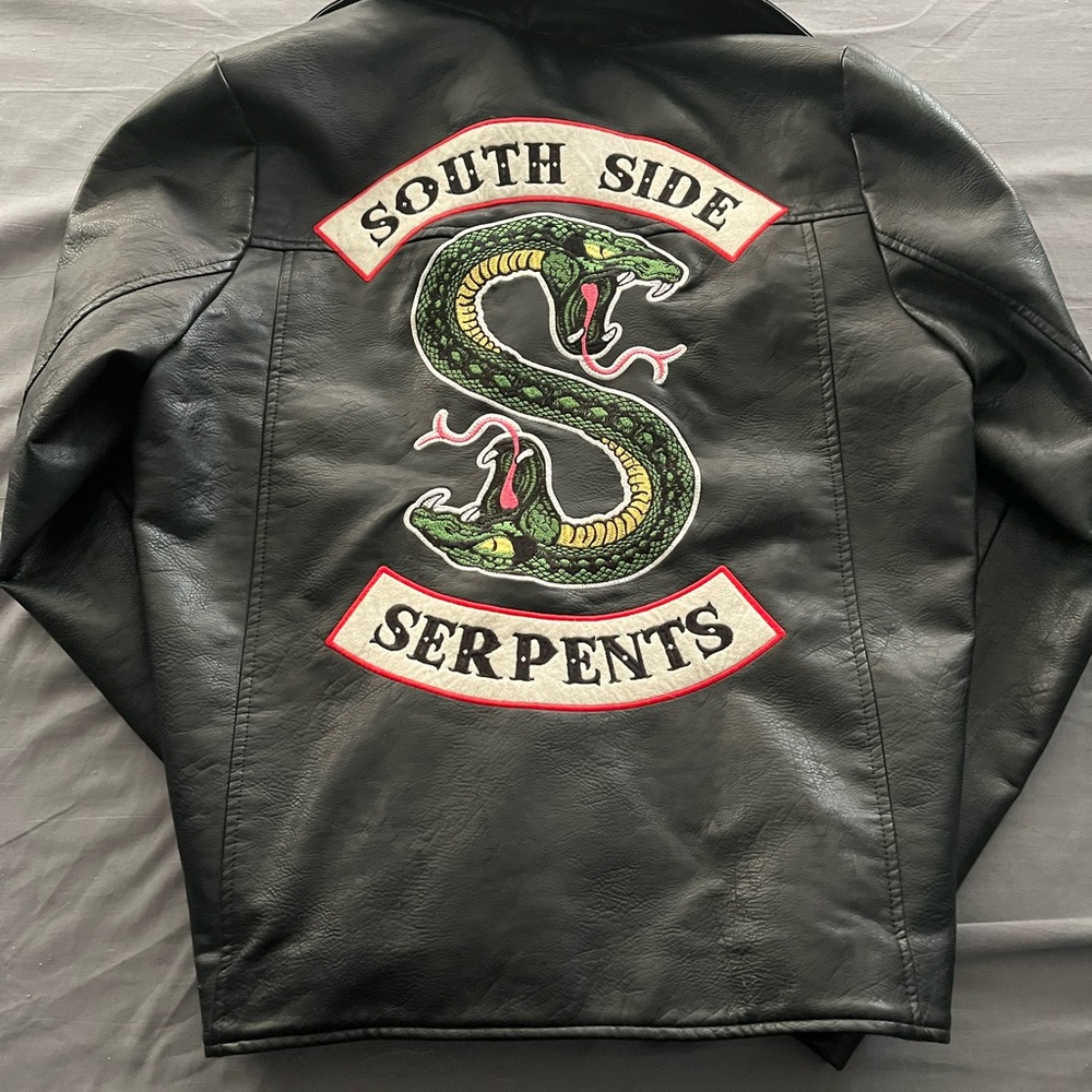 Riverdale Authentic Black Leather Patch Biker Jac… - image 1